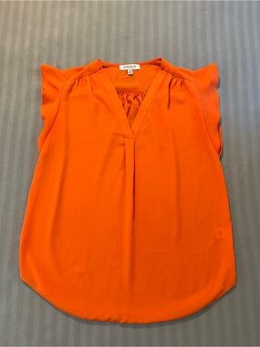 Chaus Bright Orange V-Neck Flutter Cap Sleeve Camisole